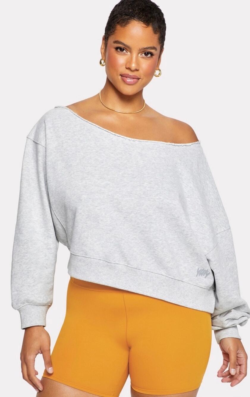 YITTY Everyday Off-The-Shoulder Sweatshirt 3X NWT Plus Size Cropped MSRP $75